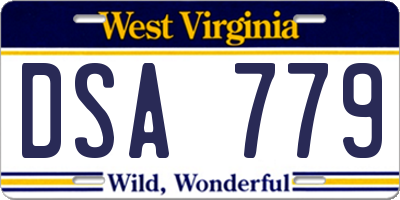 WV license plate DSA779