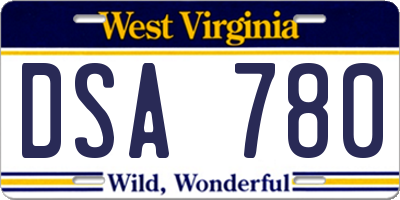 WV license plate DSA780
