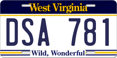 WV license plate DSA781