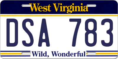 WV license plate DSA783