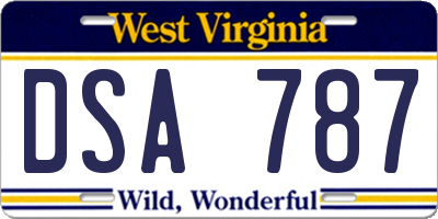 WV license plate DSA787