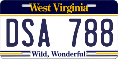 WV license plate DSA788