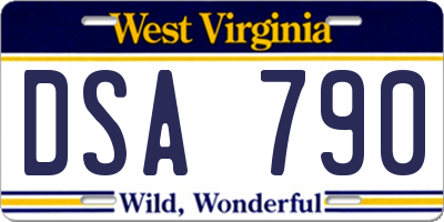 WV license plate DSA790