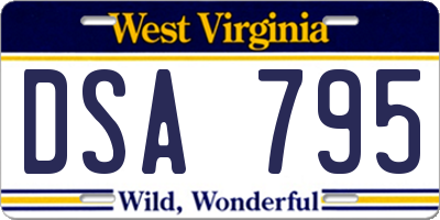 WV license plate DSA795