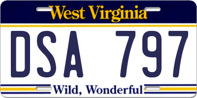 WV license plate DSA797