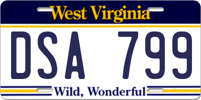 WV license plate DSA799
