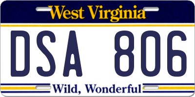 WV license plate DSA806