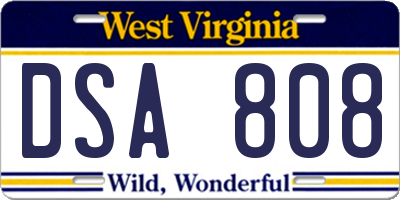 WV license plate DSA808