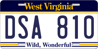 WV license plate DSA810