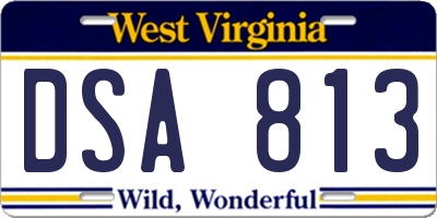 WV license plate DSA813