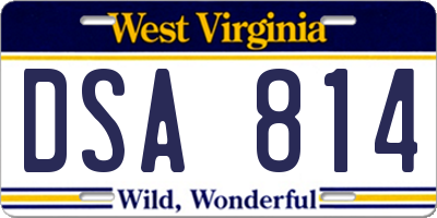 WV license plate DSA814