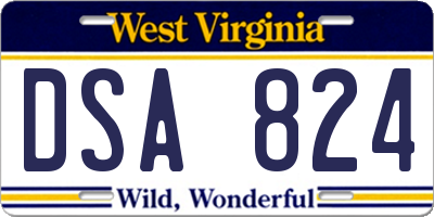 WV license plate DSA824