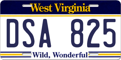 WV license plate DSA825