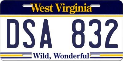 WV license plate DSA832