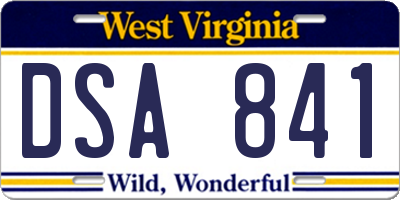 WV license plate DSA841