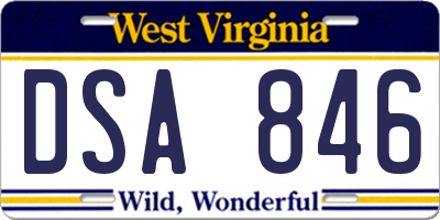 WV license plate DSA846