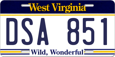 WV license plate DSA851