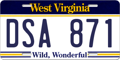 WV license plate DSA871