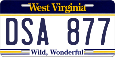 WV license plate DSA877