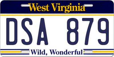 WV license plate DSA879