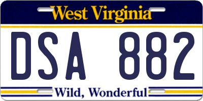 WV license plate DSA882