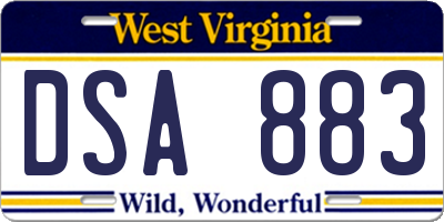 WV license plate DSA883