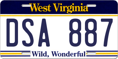 WV license plate DSA887