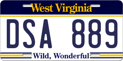 WV license plate DSA889