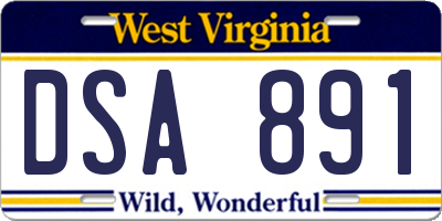 WV license plate DSA891