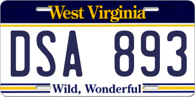 WV license plate DSA893