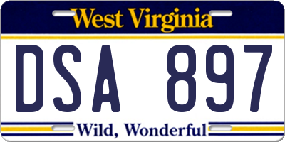 WV license plate DSA897