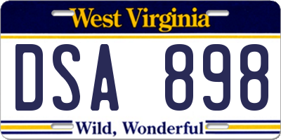 WV license plate DSA898