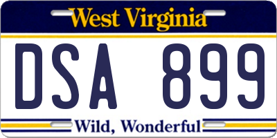 WV license plate DSA899