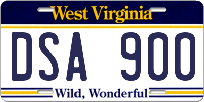 WV license plate DSA900