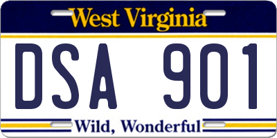 WV license plate DSA901