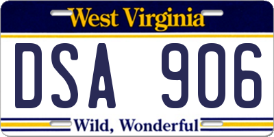 WV license plate DSA906
