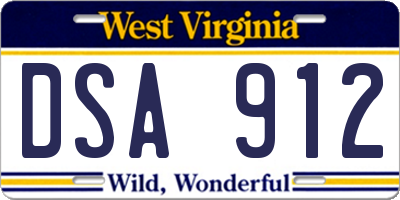 WV license plate DSA912