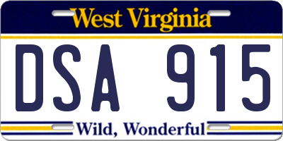 WV license plate DSA915
