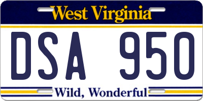 WV license plate DSA950