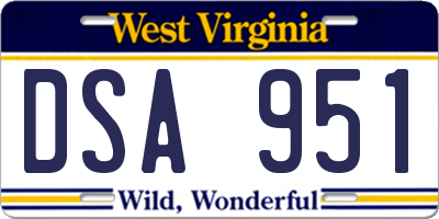 WV license plate DSA951