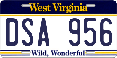 WV license plate DSA956