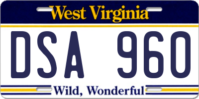 WV license plate DSA960