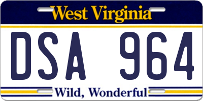 WV license plate DSA964