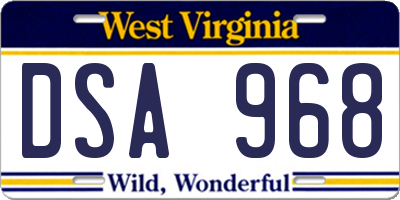 WV license plate DSA968