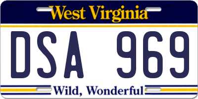 WV license plate DSA969