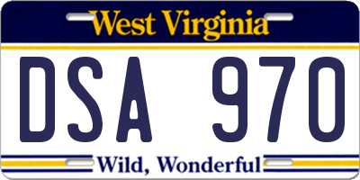 WV license plate DSA970