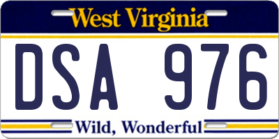 WV license plate DSA976