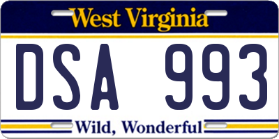 WV license plate DSA993