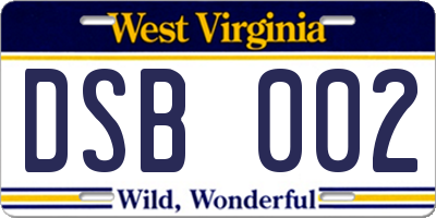 WV license plate DSB002