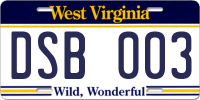WV license plate DSB003